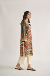 DC-0445 GREEN DIGITAL PRINTED KURTA